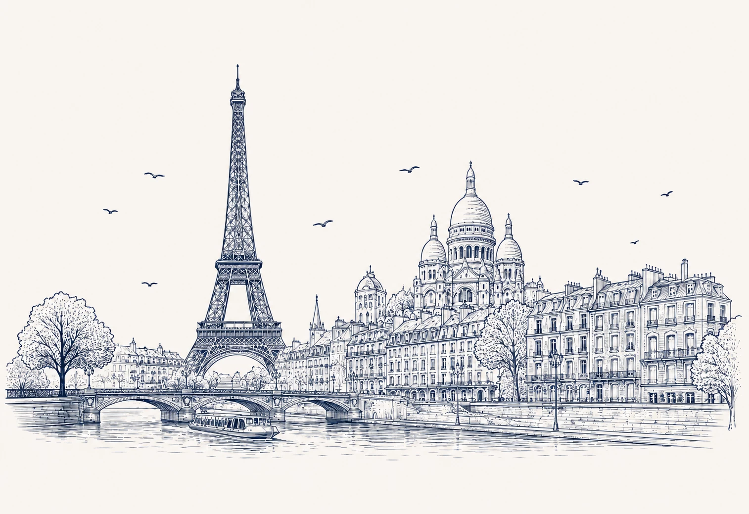 Website Paris: Vue panoramique de Paris en aquarelle